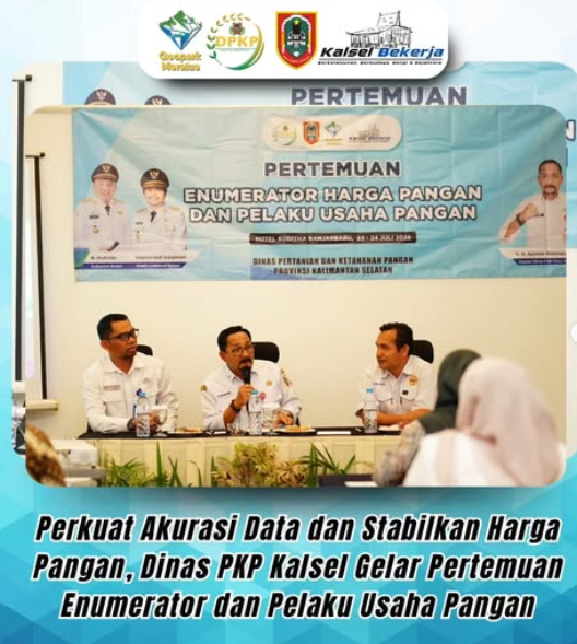 Dalam rangka memperkuat sistem informasi harga pangan dan memperkuat sinergi antar pelaku usaha sektor pangan, Dinas Pertanian dan Ketahanan Pangan Provinsi Kalimantan Selatan menggelar Pertemuan Enumerator Harga Pangan dan Pelaku Usaha Pangan